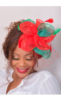 Chiffon Fascinator with Feathers and Mesh