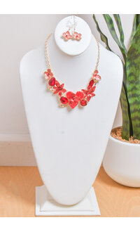 AJ Fashions Necklace Set with Fused Flowers
