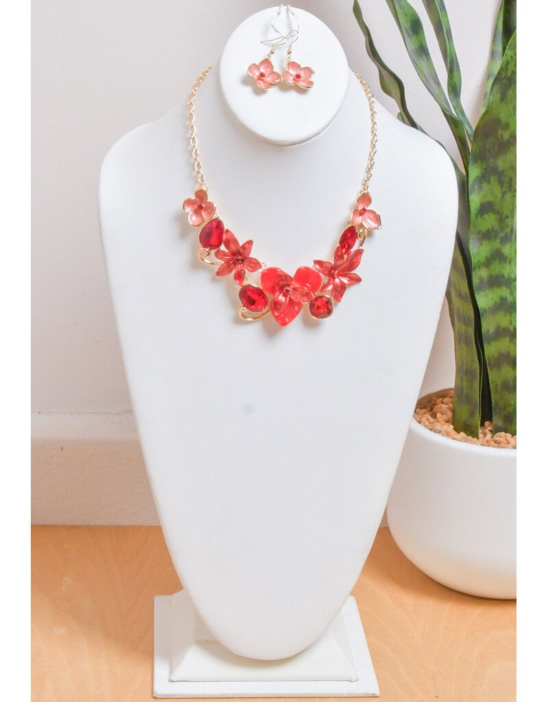 AJ Fashions Necklace Set with Fused Flowers
