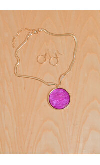 AJ Fashions Necklace Set with Big Circle Drop