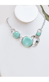 AJ Fashions Necklace Set with Round Stones and Rings