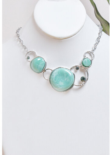 AJ Fashions Necklace Set with Round Stones and Rings