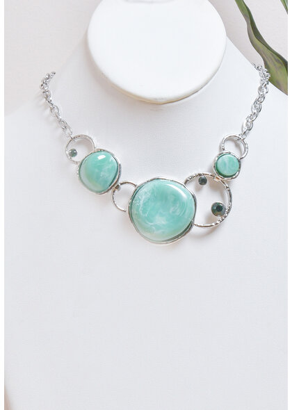 AJ Fashions Necklace Set with Round Stones and Rings