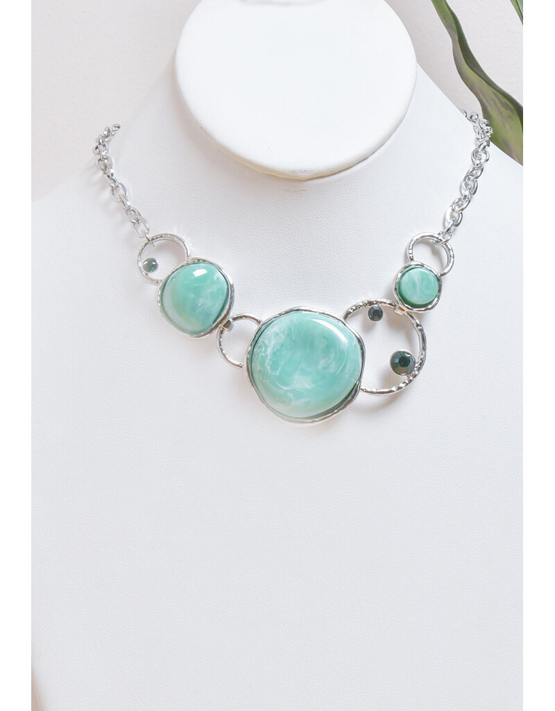 AJ Fashions Necklace Set with Round Stones and Rings