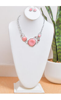 AJ Fashions Necklace Set with Round Stones and Rings