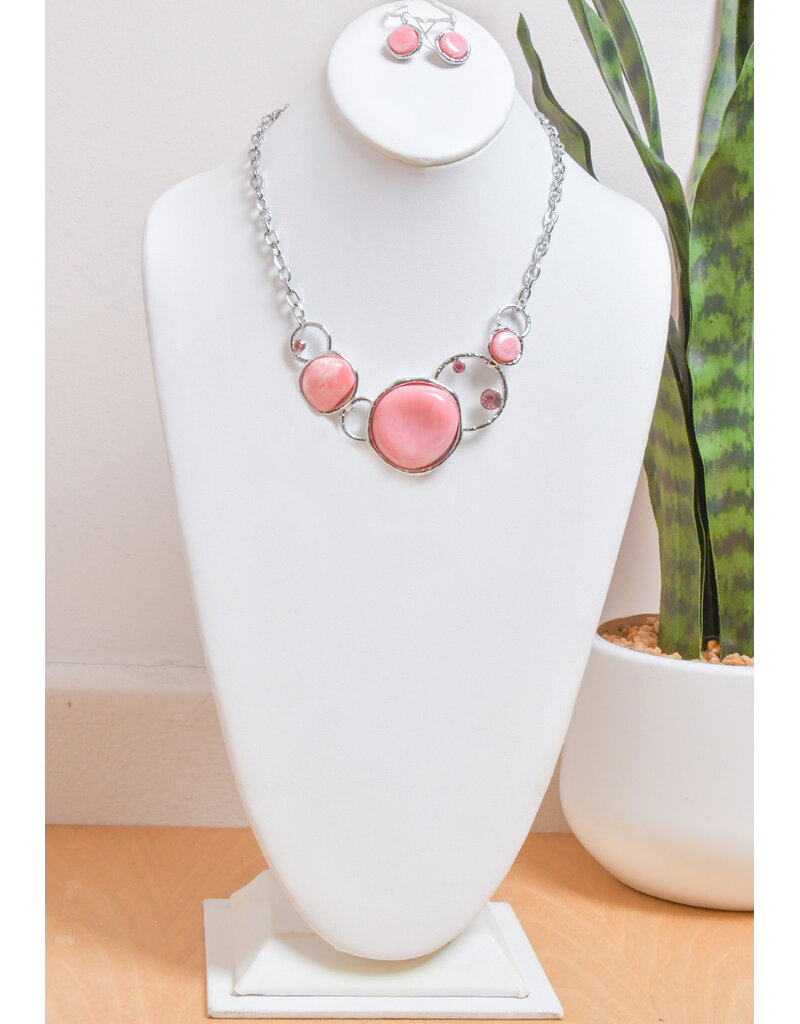 AJ Fashions Necklace Set with Round Stones and Rings