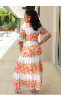 FRANKY- Floral Long 3/4 Balloon Sleeve Dress