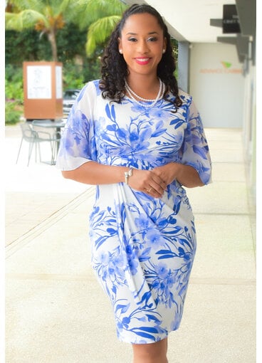 IGGIA- Floral Dress with Chiffon Sleeves