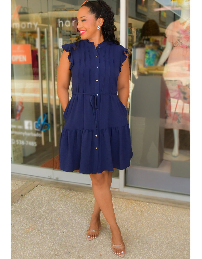 Julia Jordan KALLISTA- Button Down Frill Neck Dress