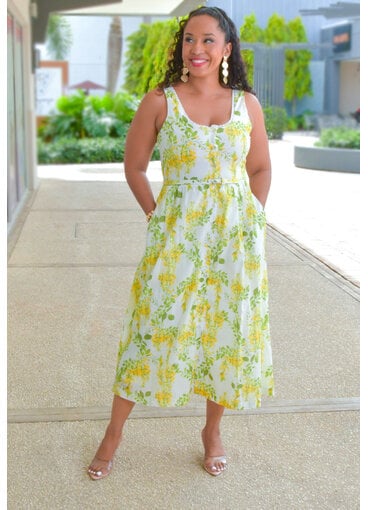 Maison Tara KIGRAM- Floral Small Strap Dress with Belt