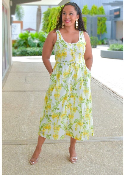 Maison Tara KIGRAM- Floral Small Strap Dress with Belt