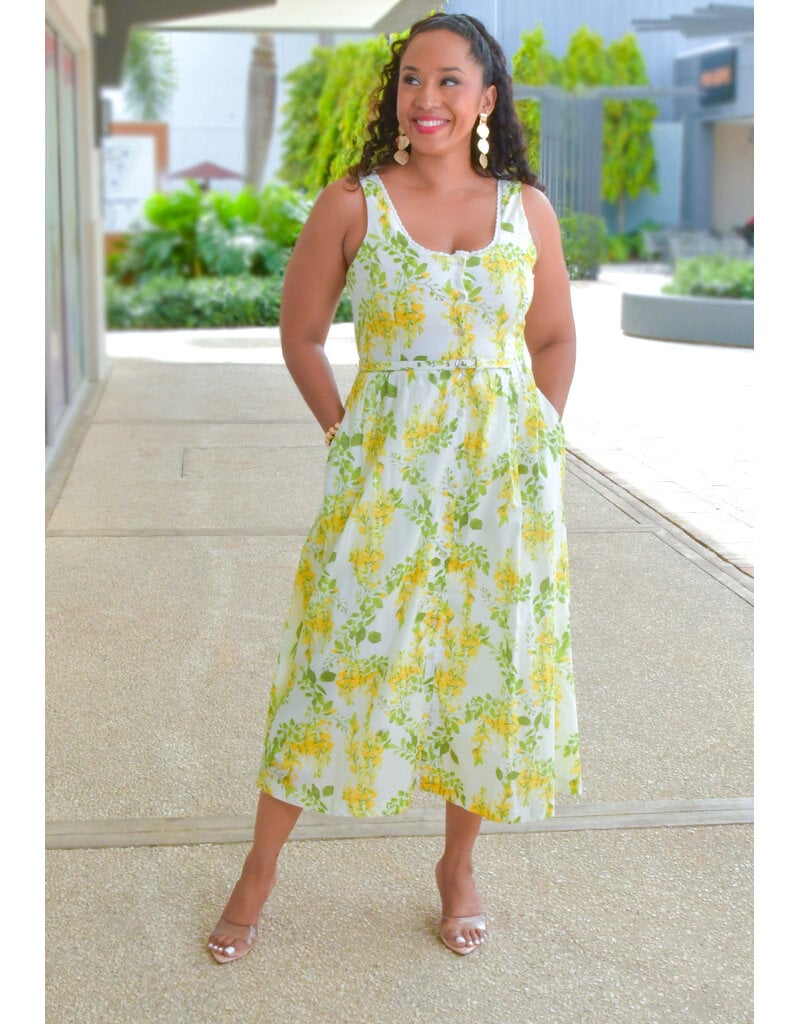 Maison Tara KIGRAM- Floral Small Strap Dress with Belt