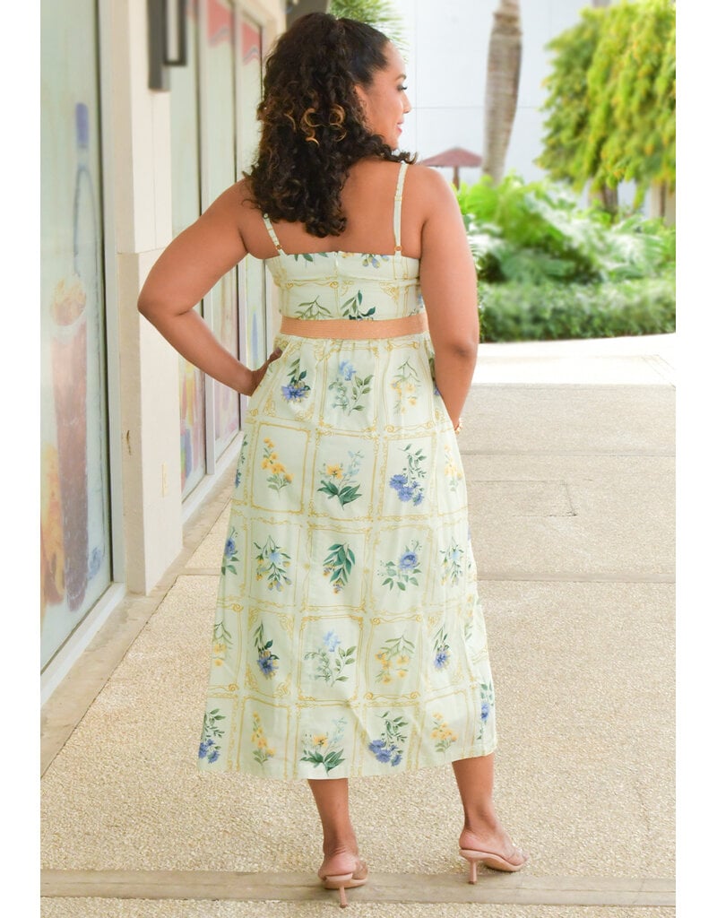 Maison Tara KIHEA- Floral Spaghetti Strap Dress with Belt