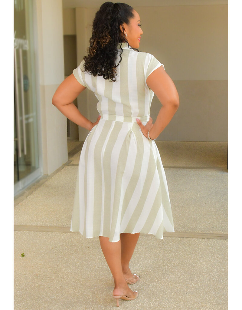 NOCHET- Stripe Button Down Dress with Collar