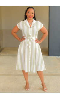 NOCHET- Stripe Button Down Dress with Collar