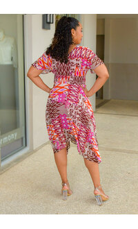 FIVIA- Printed Lap Top Dress with Elastic Waist