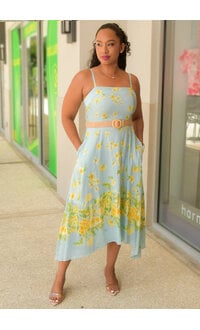 Maison Tara KAELO- Floral Spaghetti Strap Dress with Belt