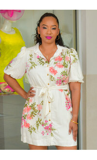 KAJJ- Floral Button Down Dress with Collar