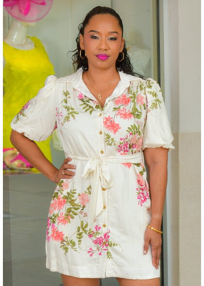 KAJJ- Floral Button Down Dress with Collar