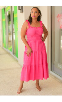 Maison Tara KEDDY- Solid Frill Strap Dress with Elastic Waist