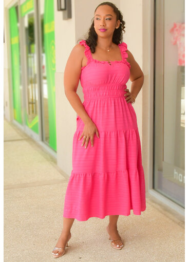 Maison Tara KEDDY- Solid Frill Strap Dress with Elastic Waist