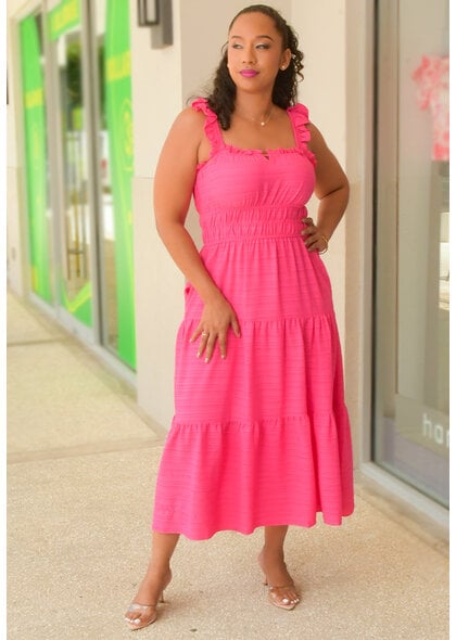 Maison Tara KEDDY- Solid Frill Strap Dress with Elastic Waist