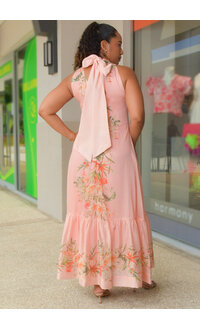 KEZAN- Long Floral Hi Neck Dress