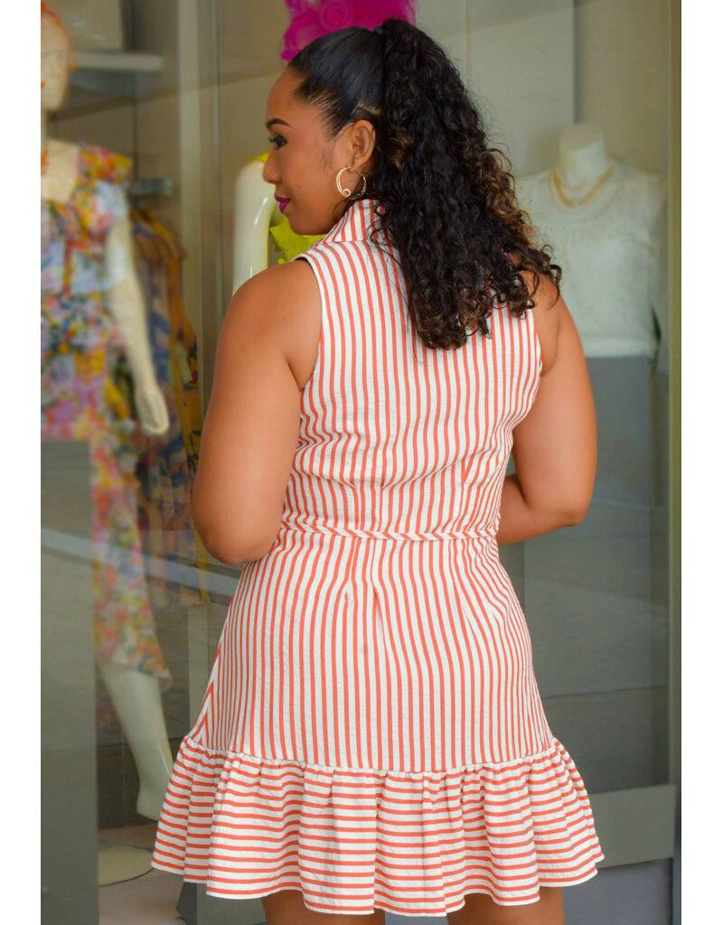 Maison Tara KIEEN- Stripe Button Down Armhole Dress with Collar