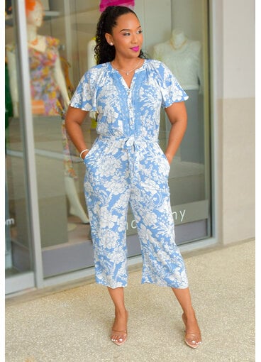 KIHENA- Floral 3/4 Frill Sleeve Jumper