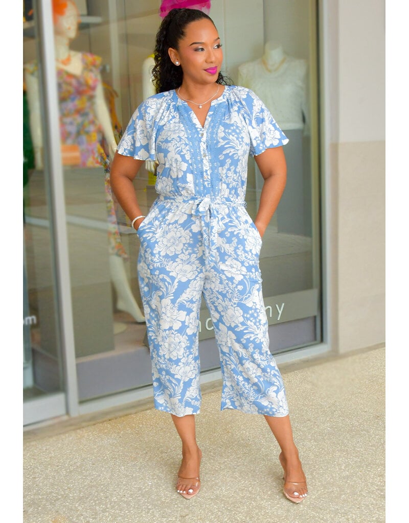 KIHENA- Floral 3/4 Frill Sleeve Jumper