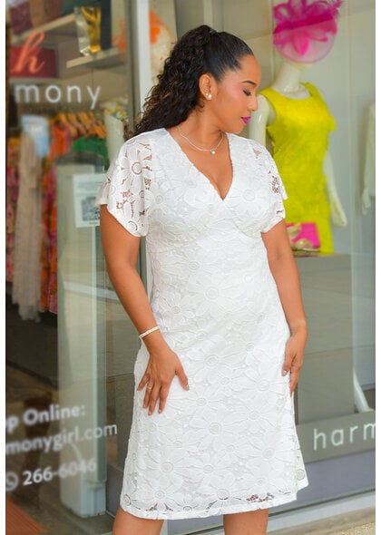 LANVI- V Neck Dress with Broad Shoulders