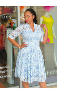 MELMEL- V Neck Dress with Collar