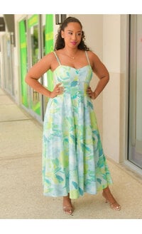 NAVA- Long Printed Spaghetti Strap Dress