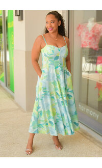 NAVA- Long Printed Spaghetti Strap Dress