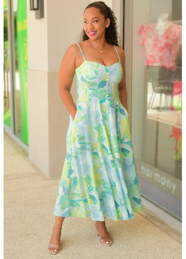 NAVA- Long Printed Spaghetti Strap Dress