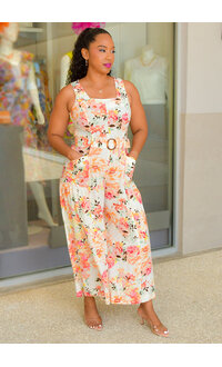 Maison Tara NIVEN- Floral Square Neck Jumper with Belt