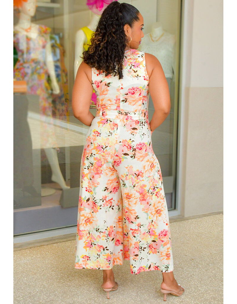 Maison Tara NIVEN- Floral Square Neck Jumper with Belt