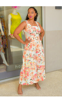 Maison Tara NIVEN- Floral Square Neck Jumper with Belt