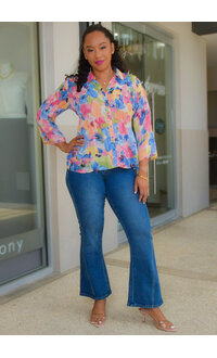 NINETY CLOTHING VANIDA- Crunch Printed Top with Long Sleeves