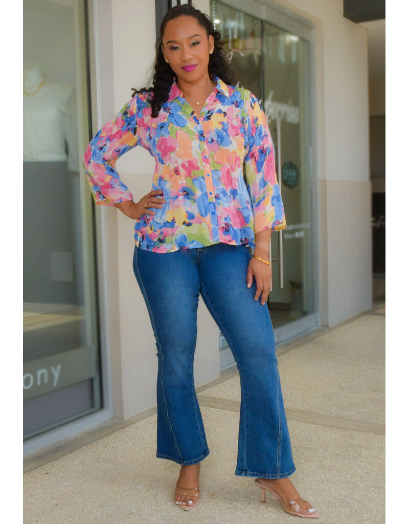 NINETY CLOTHING VANIDA- Crunch Printed Top with Long Sleeves