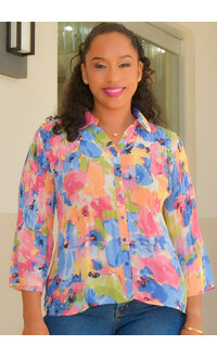 NINETY CLOTHING VANIDA- Crunch Printed Top with Long Sleeves