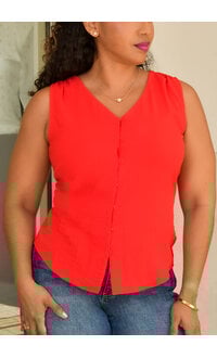 NINETY CLOTHING VENYA- Solid Armhole Button Down Top