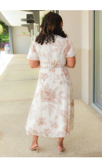 Sandra Darren FIFER- Floral Short Balloon Sleeve Dress