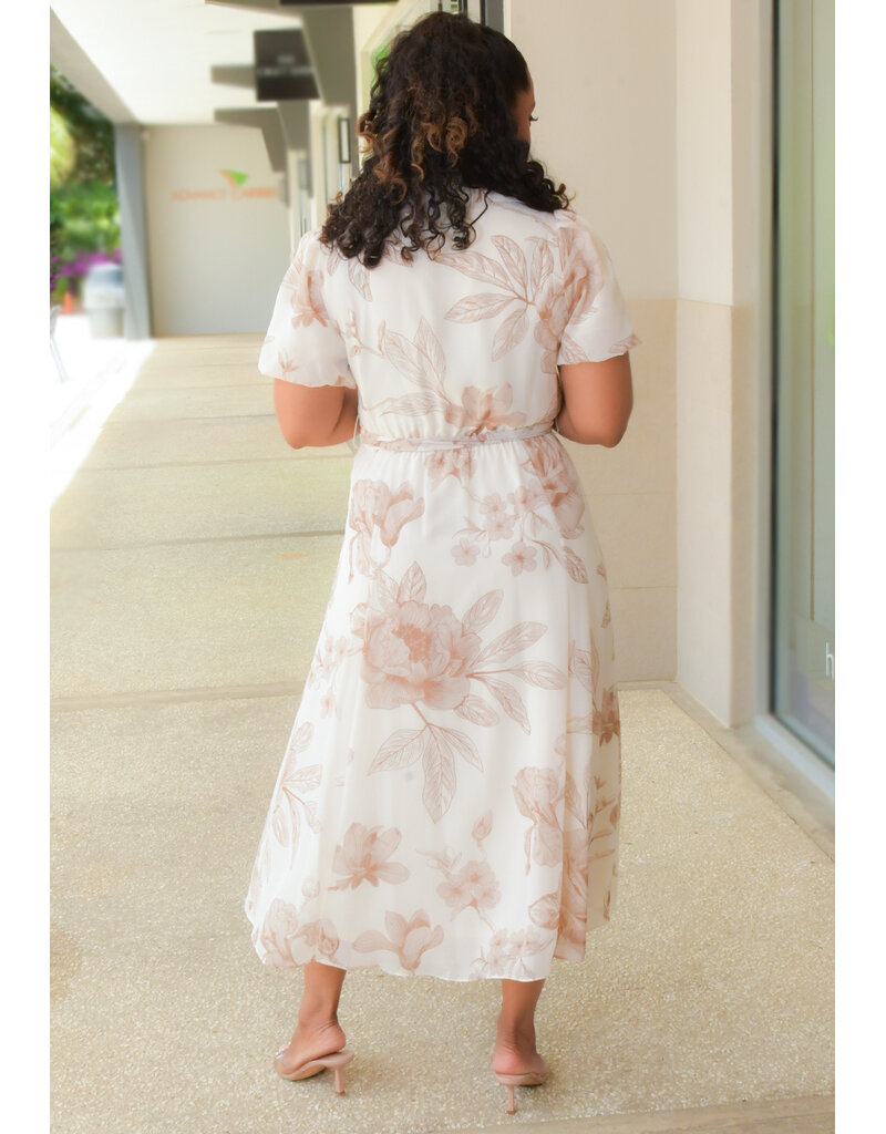 Sandra Darren FIFER- Floral Short Balloon Sleeve Dress