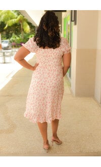 Second Generation GUALI- Floral Short Puff Sleeve Dress with Frill Hem