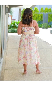 Maison Tara KARMON- Floral Spaghetti Strap Dress with Belt