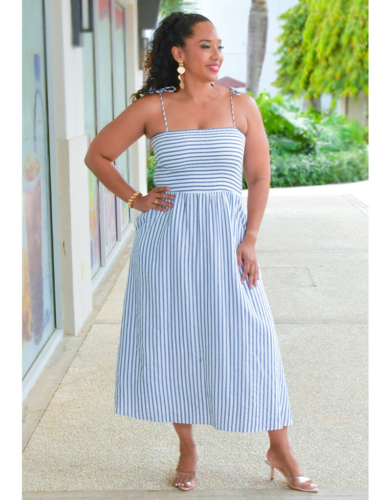 Julia Jordan KISER- Long Stripe Elastic Waist Dress
