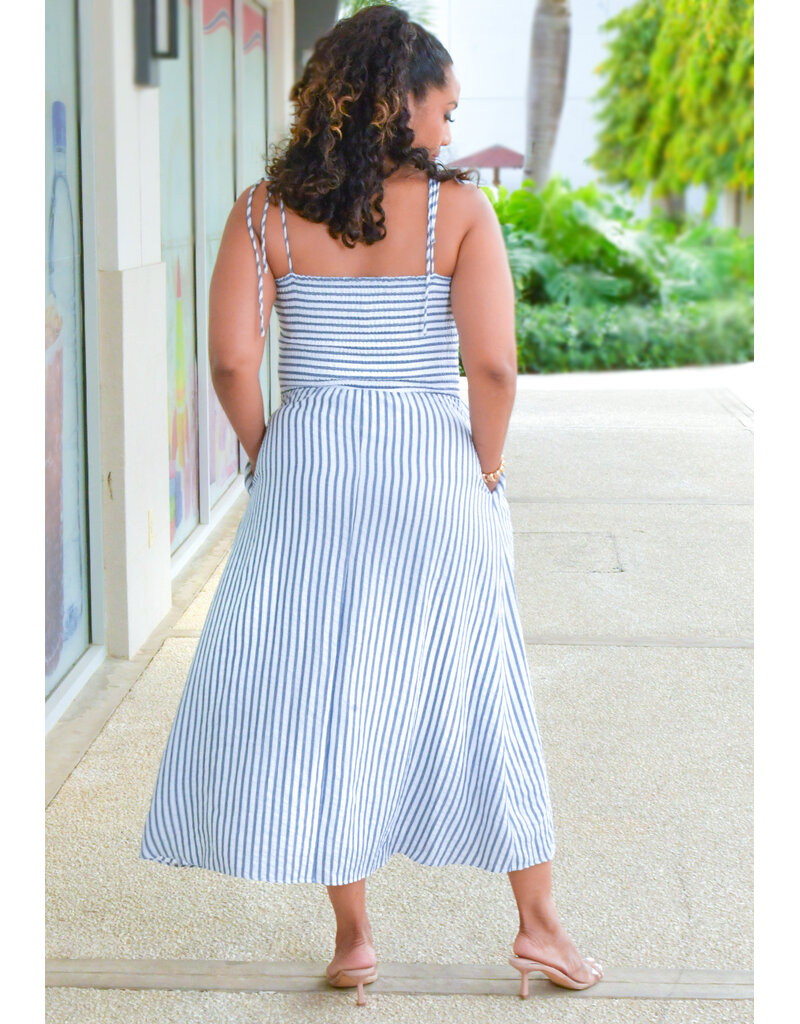 Julia Jordan KISER- Long Stripe Elastic Waist Dress