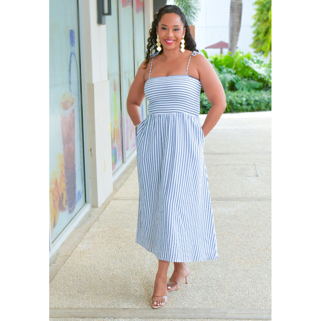 KISER- Long Stripe Elastic Waist Dress