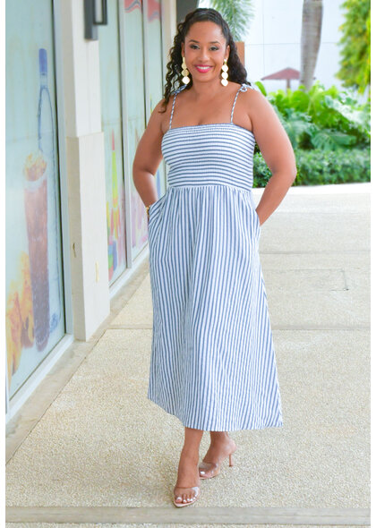 Julia Jordan KISER- Long Stripe Elastic Waist Dress